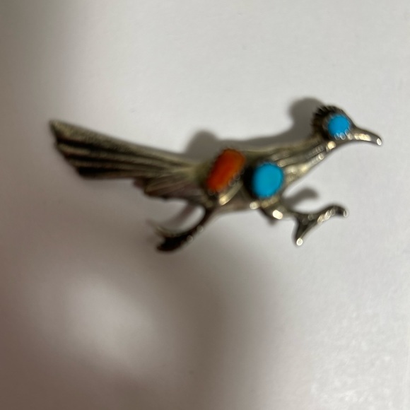 Navajo jewelry vintage Roadrunner brooch - Picture 3 of 12